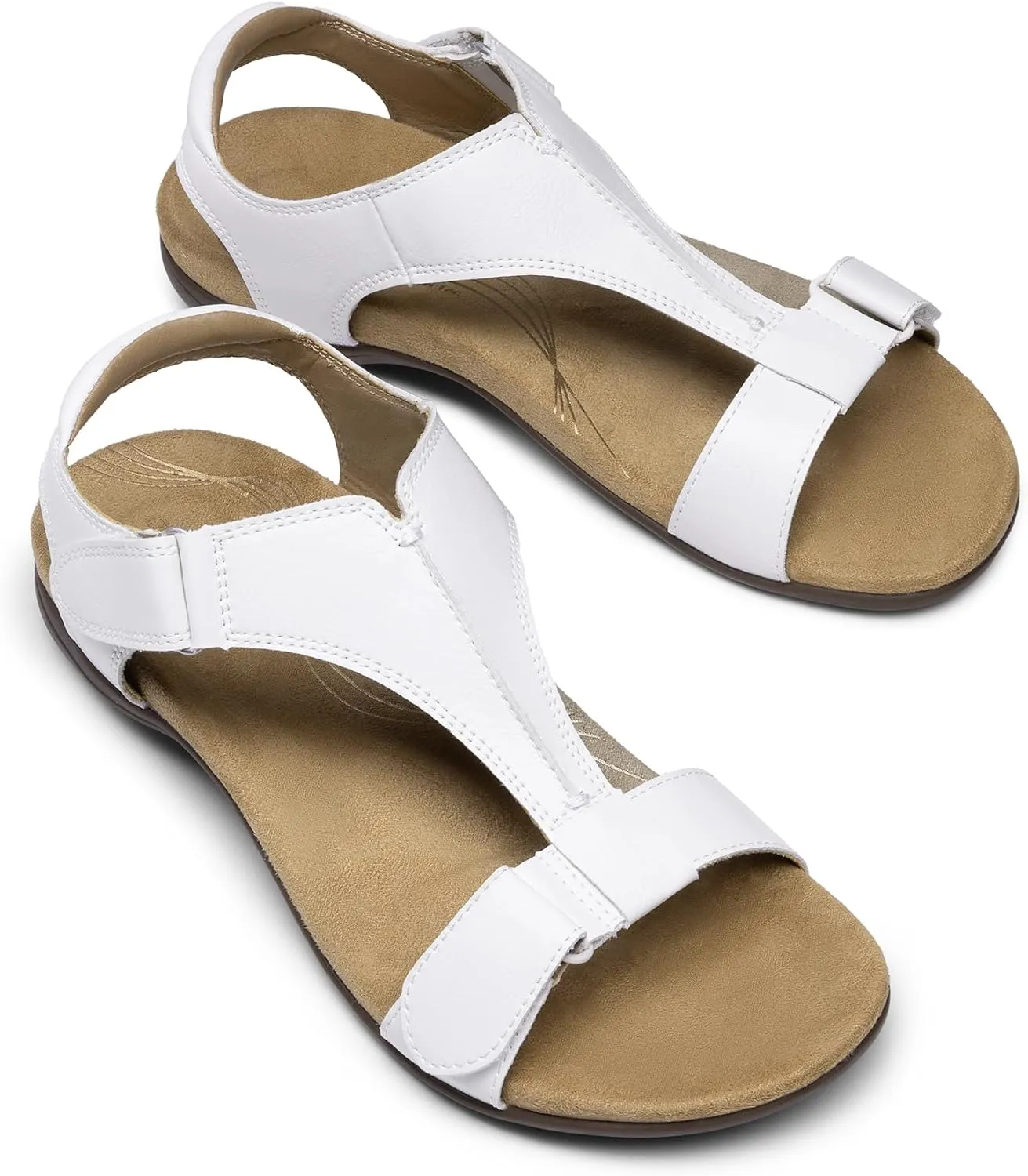 DREAM PAIRS Womens Sandals Arch Support T-Strap Orthopedic Flat Sandals Comfortable Summer Shoes
