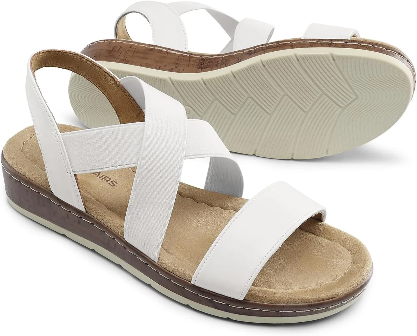 DREAM PAIRS Women's Summer Dressy Low Wedge Heels Comfortable Slip on Casual Flat Sandals for Walking Vacation