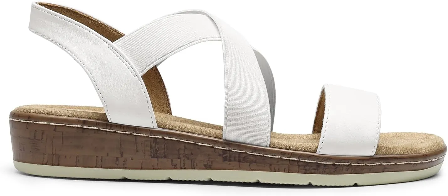 DREAM PAIRS Women's Summer Dressy Low Wedge Heels Comfortable Slip on Casual Flat Sandals for Walking Vacation