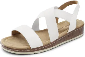 DREAM PAIRS Women's Summer Dressy Low Wedge Heels Comfortable Slip on Casual Flat Sandals for Walking Vacation