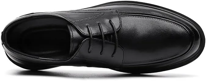 Dress Oxford Shoes for Men Lace Up Apron Toe Vegan Leather Derby Shoes Low Top Block Heel Non Slip Anti-Slip Wedding