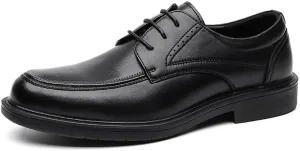 Dress Oxford Shoes for Men Lace Up Apron Toe Vegan Leather Derby Shoes Low Top Block Heel Non Slip Anti-Slip Wedding