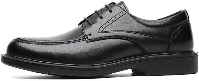 Dress Oxford Shoes for Men Lace Up Apron Toe Vegan Leather Derby Shoes Low Top Block Heel Non Slip Anti-Slip Wedding