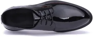 Dress Oxford Shoes for Men Lace Up Pointed Toe Vegan Leather Shiny Derby Shoes Non Slip Anti-Slip Low Top Classic