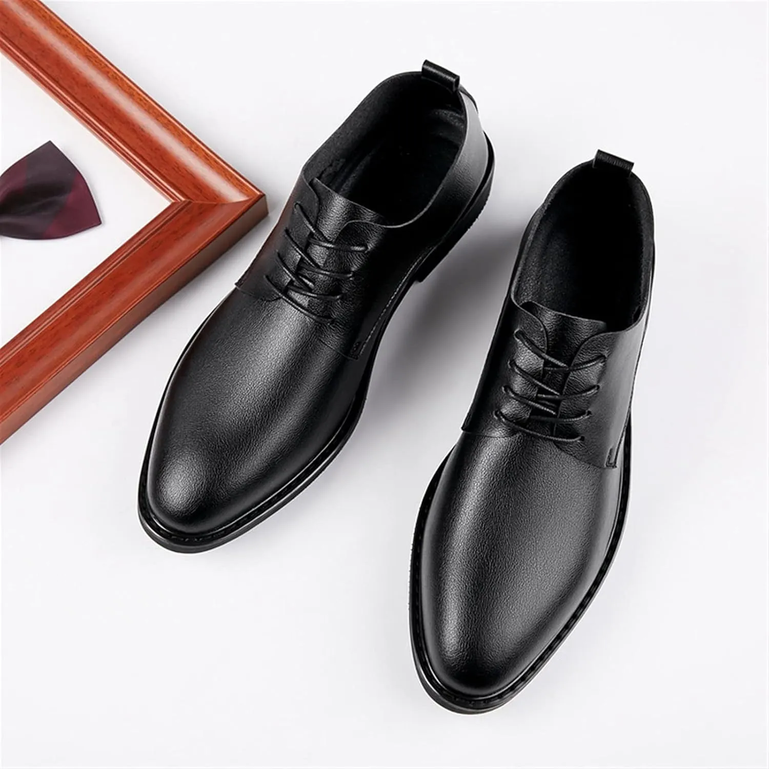 Dress Oxford Shoes for Men Lace Up Round Toe Derby Shoes Vegan Leather Rubber Sole Anti-Slip Block Heel Non Slip Prom Suitable for Many Occasions.