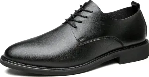 Dress Oxford Shoes for Men Lace Up Round Toe Derby Shoes Vegan Leather Rubber Sole Anti-Slip Block Heel Non Slip Prom Suitable for Many Occasions.