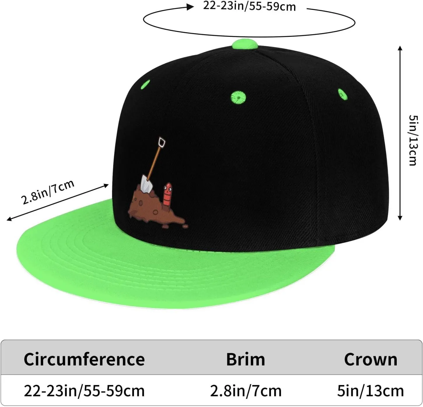 Earthworms and Shovels Snapback Hat for Men Women Baseball Cap Trucker Flat Bill Hats Dad Caps