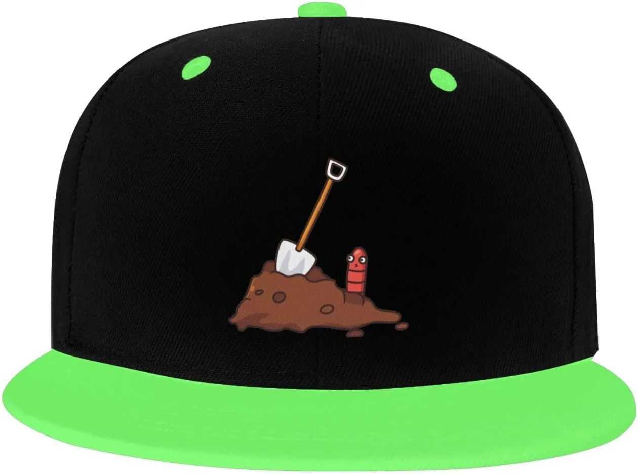 Earthworms and Shovels Snapback Hat for Men Women Baseball Cap Trucker Flat Bill Hats Dad Caps