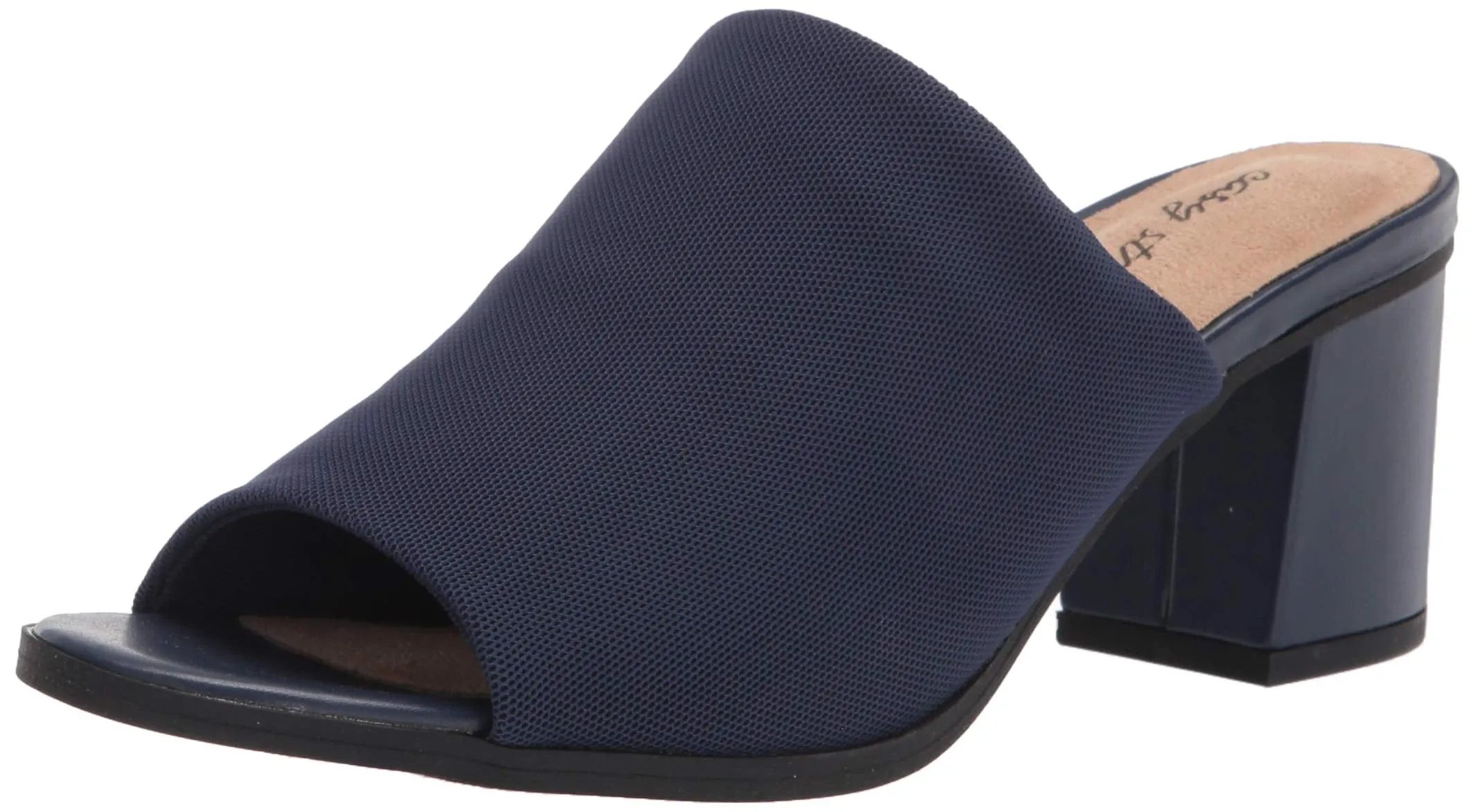 Easy Street Women's Mule, Navy Stretch Fabric, 8 X-Wide