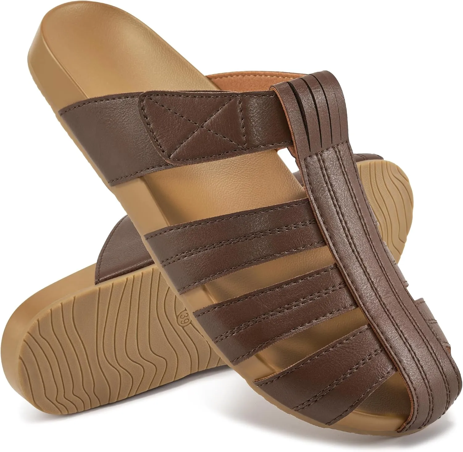 Ecetana Womens Clogs Flat Sandals Dressy Summer Comfortable Closed Toe Mules Breathable Adjustable Slip On Shoes