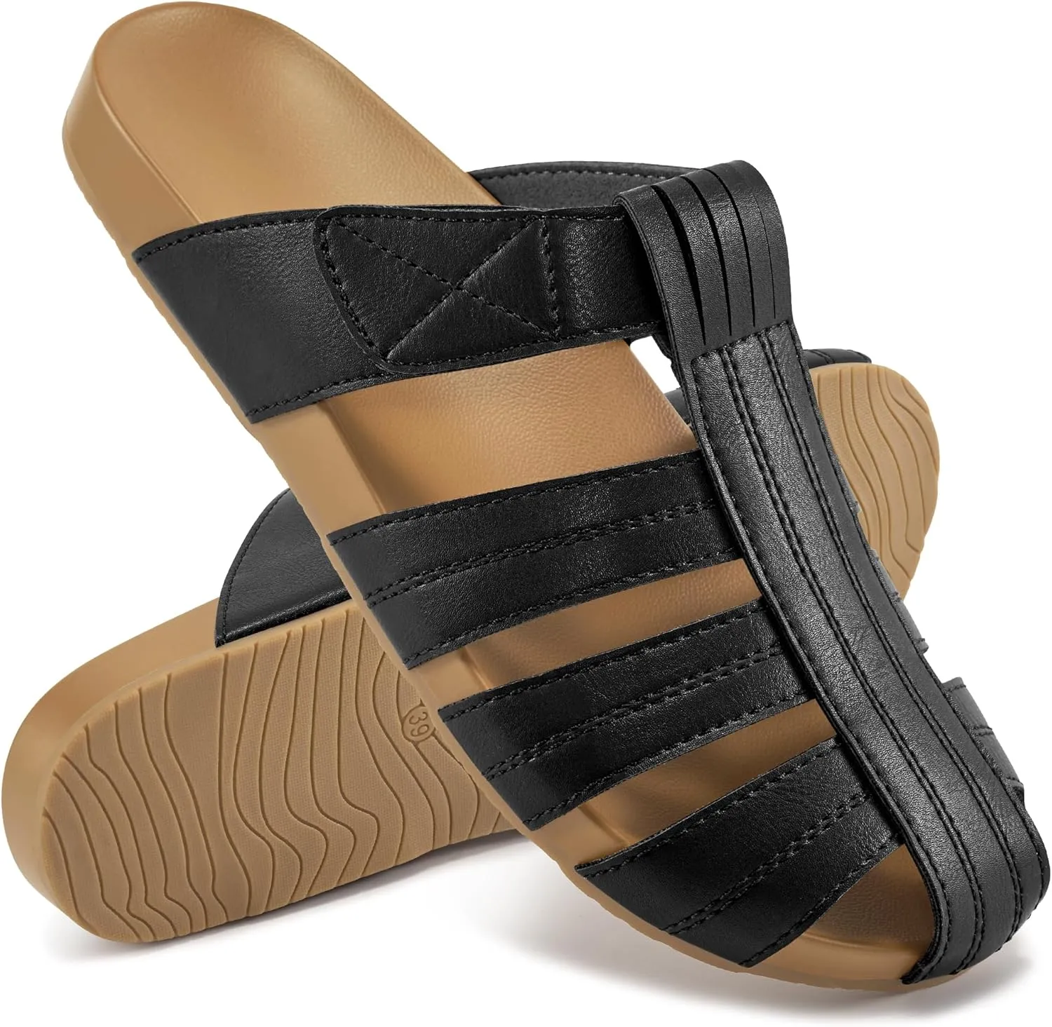 Ecetana Womens Clogs Flat Sandals Dressy Summer Comfortable Closed Toe Mules Breathable Adjustable Slip On Shoes
