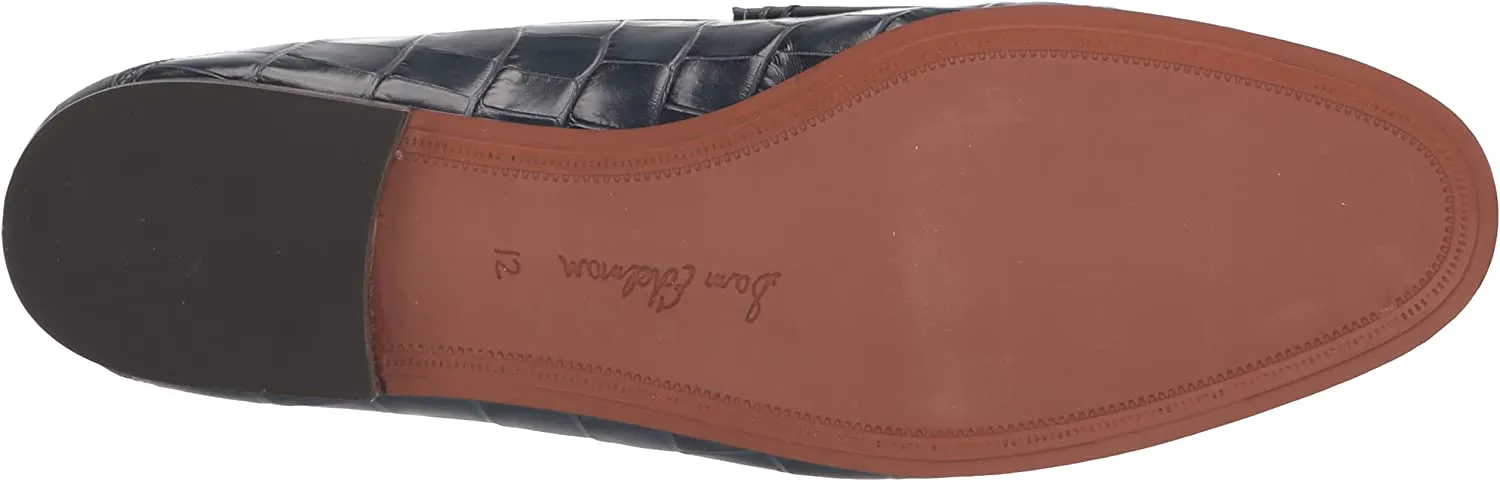 Edelman Fashion Loraine On Sam Almond Slip Loafers High-tech Heavy-duty Navy Toe Stacked Pacific Heel