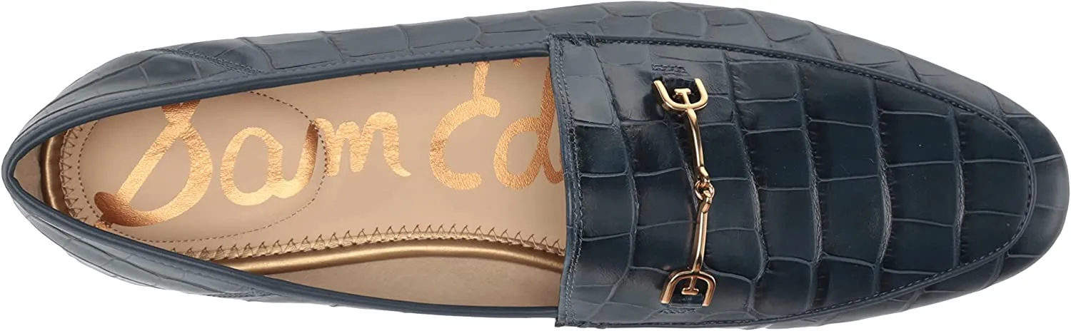 Edelman Fashion Loraine On Sam Almond Slip Loafers High-tech Heavy-duty Navy Toe Stacked Pacific Heel