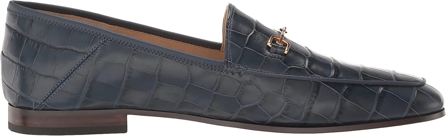 Edelman Fashion Loraine On Sam Almond Slip Loafers High-tech Heavy-duty Navy Toe Stacked Pacific Heel