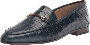 Edelman Fashion Loraine On Sam Almond Slip Loafers High-tech Heavy-duty Navy Toe Stacked Pacific Heel