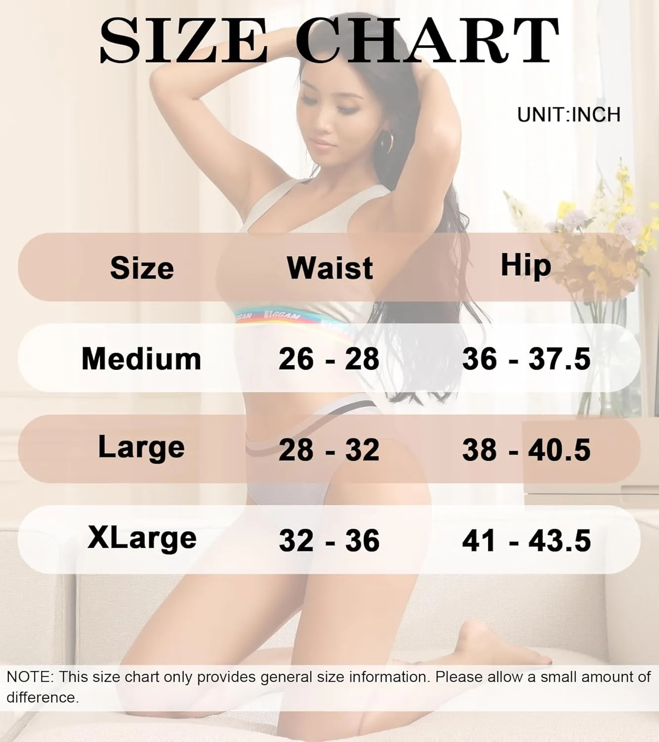 Eiggam Breathable Wicking Underwear High Waist Bikini Underwear Slight Tummy Control Panty Elastic No Show Cheeky Panty Pack