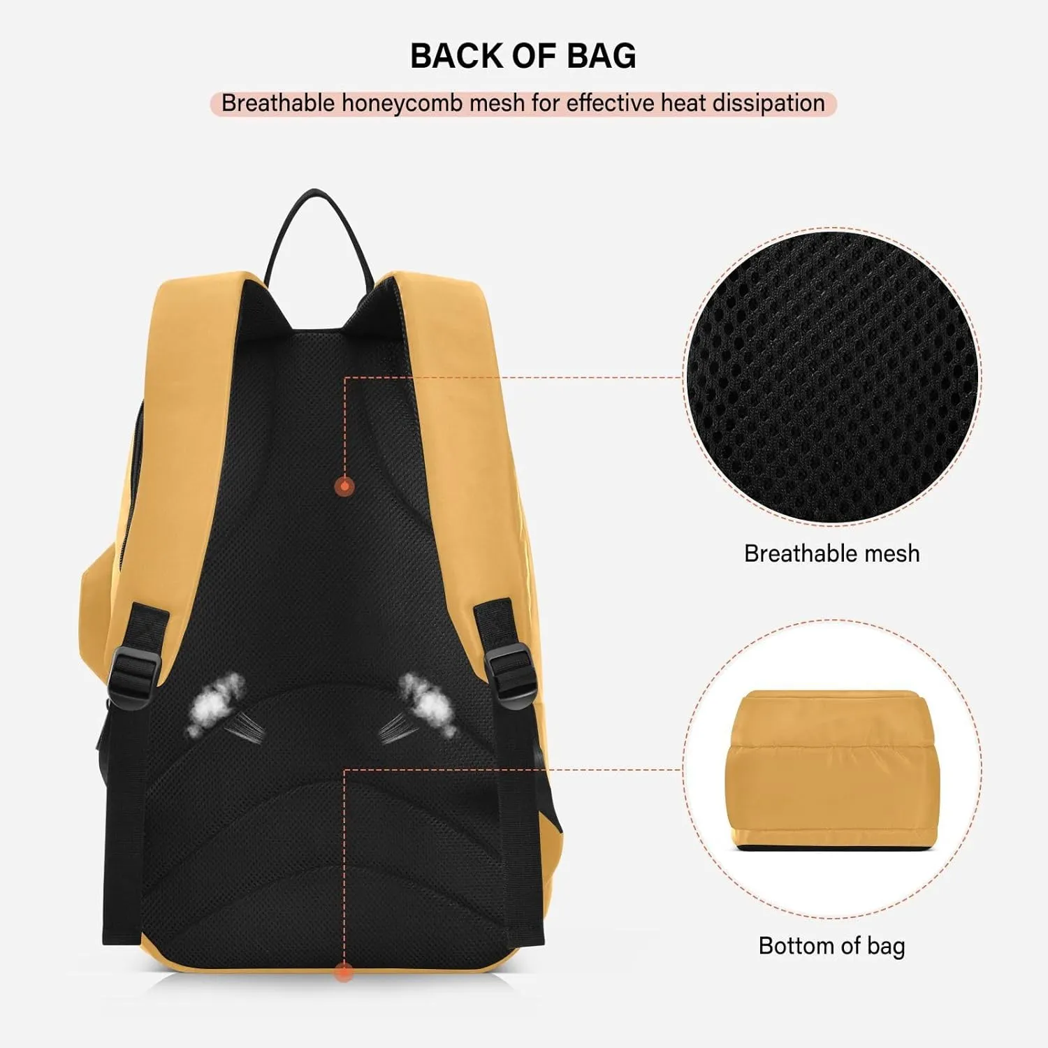 Emelivor Custom Peach Tennis Bags for Women Men Personalized Casual Daypack