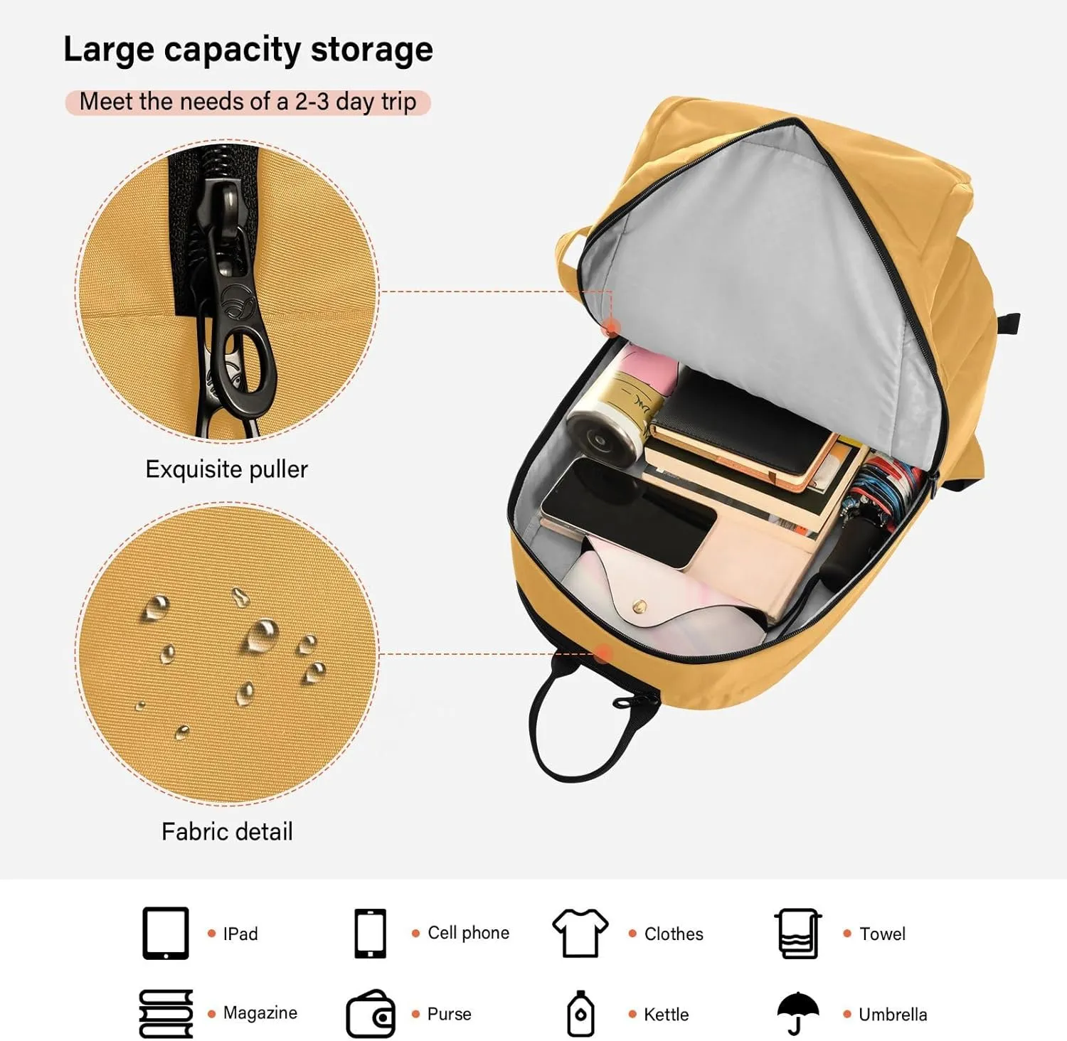 Emelivor Custom Peach Tennis Bags for Women Men Personalized Casual Daypack