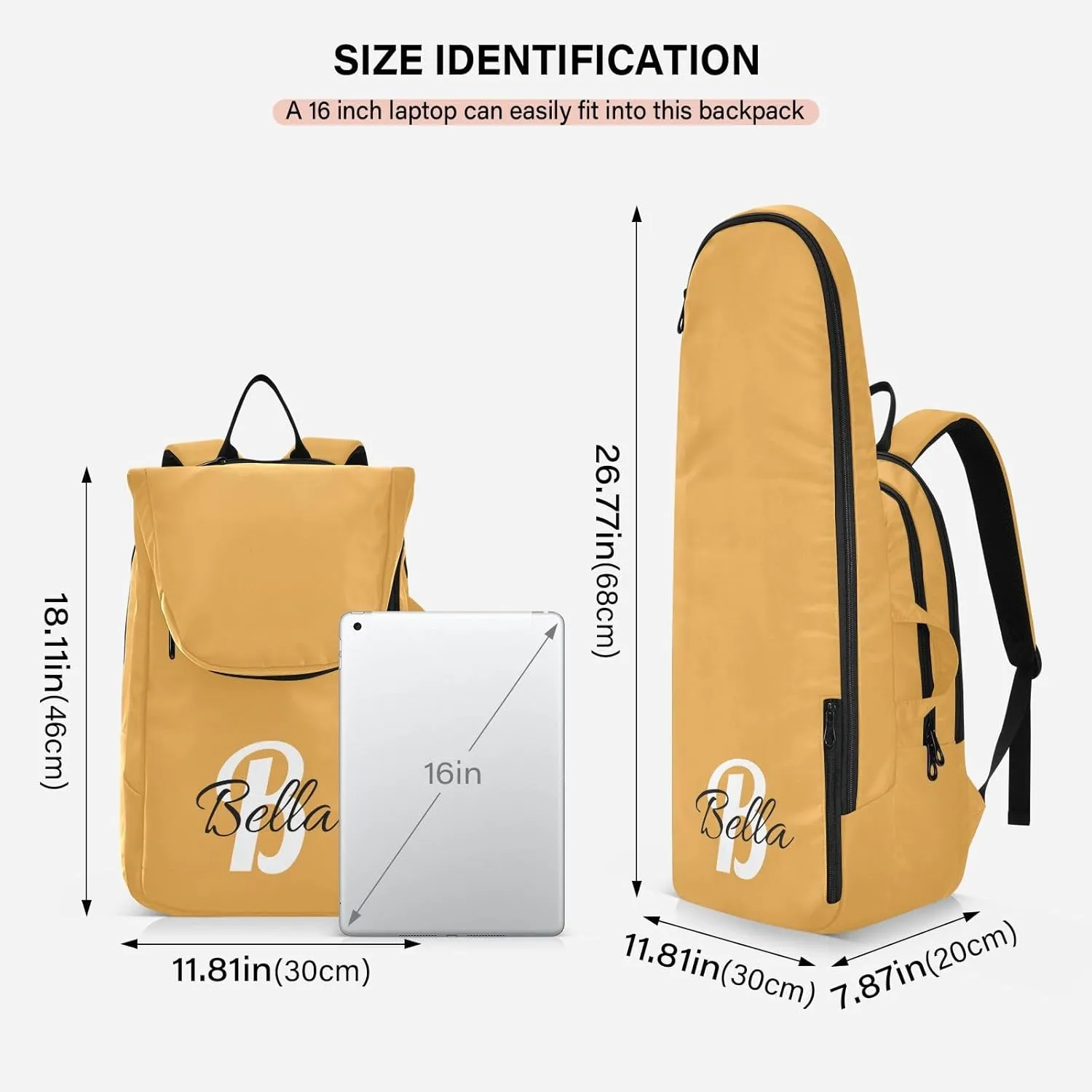 Emelivor Custom Peach Tennis Bags for Women Men Personalized Casual Daypack