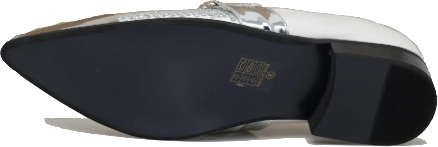 Enzo Romeo Crisino Men Rhinestone Chrome Toe Suede Pointy Buckle Dress Loafer Slip On Shoes