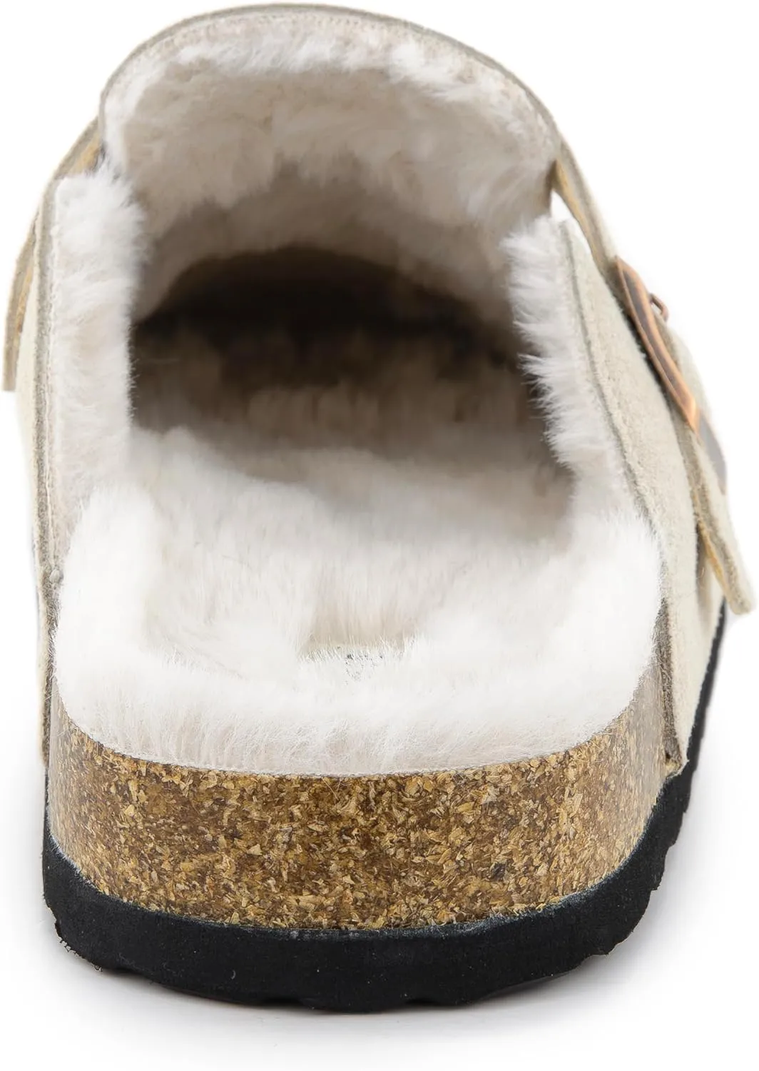 Erica Women's Cork Footbed Clogs Genuine Soft Suede Fuzzy Faux Fur Lined Comfort Cushioned Mule Slide Shoes