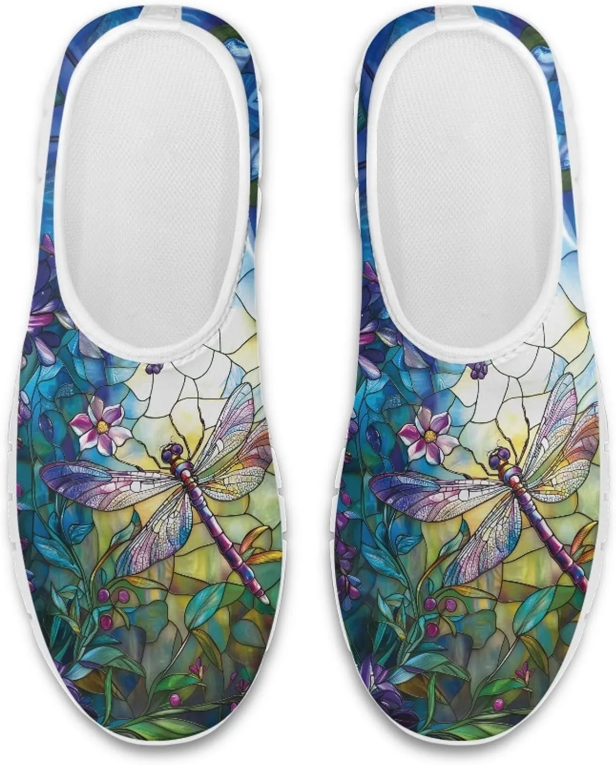 Fashion Print Womens Slip on Walking Shoes Breathable Flat Shoes Comfortable Casual Sneakers