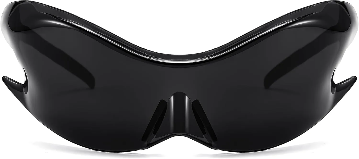 FEISEDY Futuristic Sunglasses, Fashion Alien Y2K Wrap Around for Women Men B4135