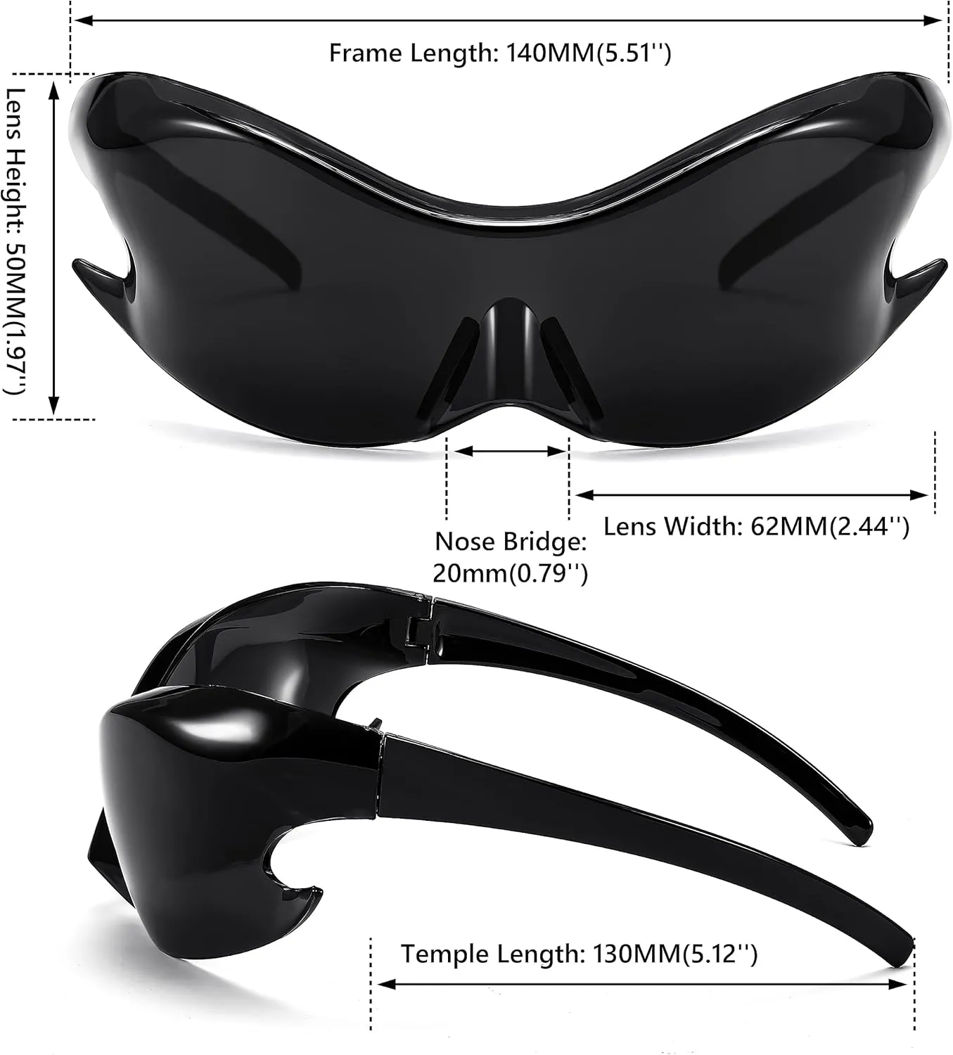 FEISEDY Futuristic Sunglasses, Fashion Alien Y2K Wrap Around for Women Men B4135