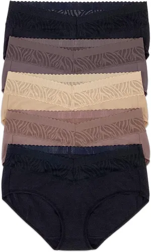Felina - Stay In Place Hipster Underwear 5-Pack - Breathable Cotton Modal Panties Mid-Rise No-Dig Comfort
