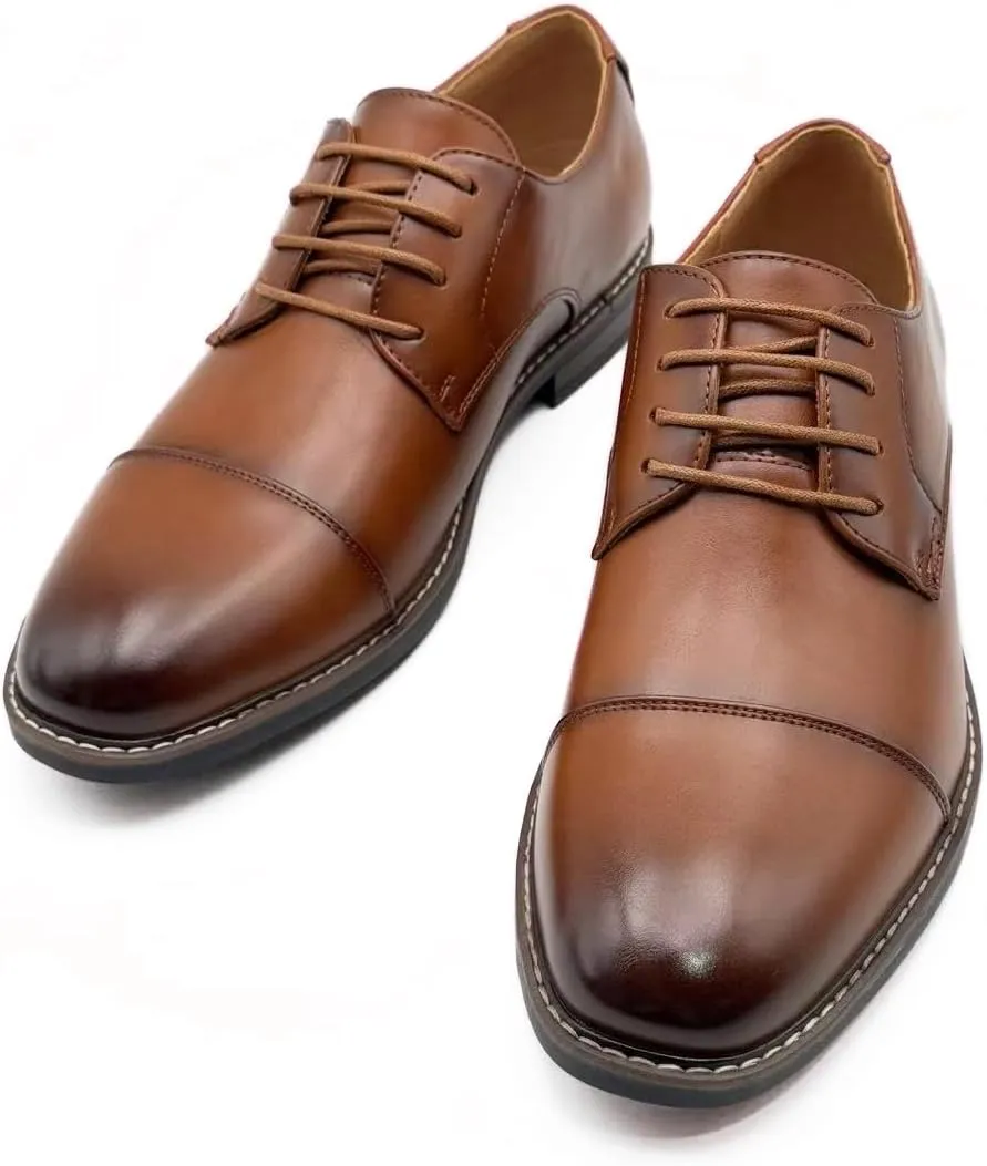 Finishing & Sewing Men's Cap Toe Lace Up Oxford Dress Shoes