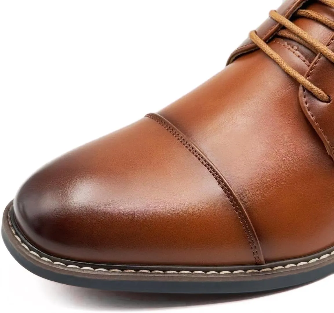 Finishing & Sewing Men's Cap Toe Lace Up Oxford Dress Shoes