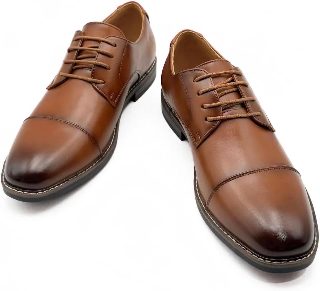 Finishing & Sewing Men's Cap Toe Lace Up Oxford Dress Shoes