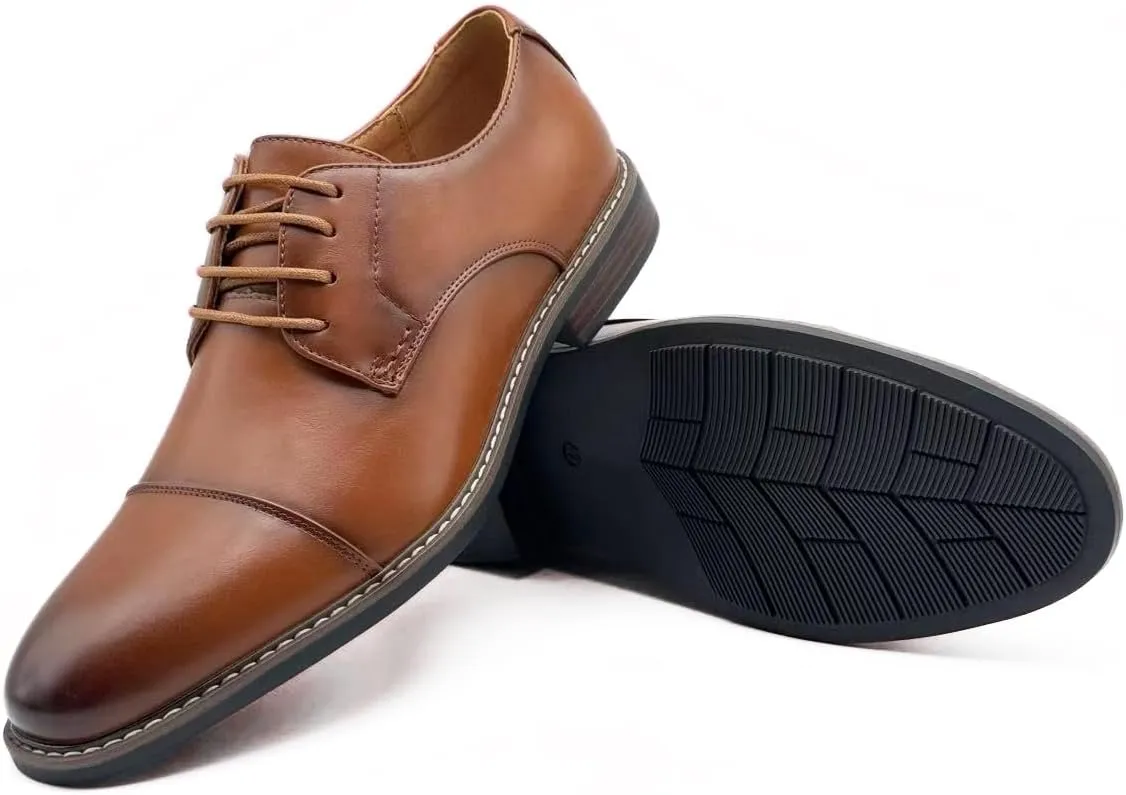 Finishing & Sewing Men's Cap Toe Lace Up Oxford Dress Shoes