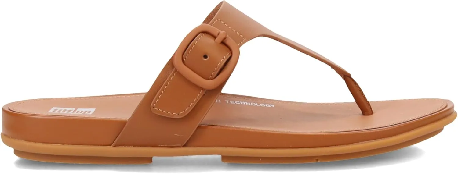 FitFlop Women's Gracie Rubber-Buckle Leather Toe-Post Sandals