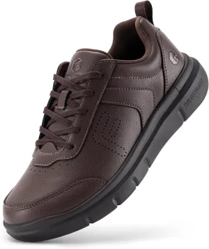 FitVille Extra Wide Men Walking Shoes Wide Dress Sneakers Comfortable Leather Shoes for Men Lightweight Plantar Fasciitis Bunions