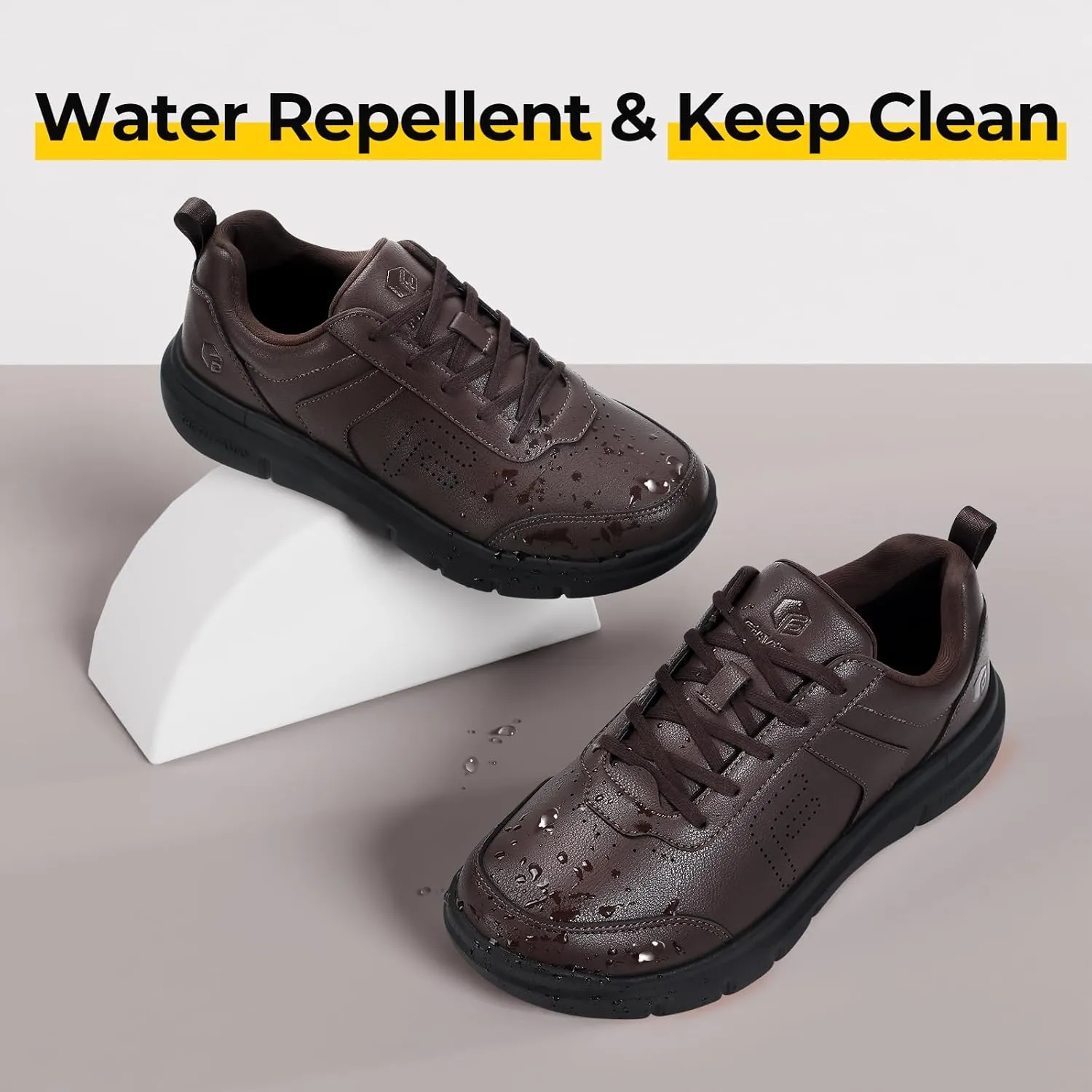 FitVille Extra Wide Men Walking Shoes Wide Dress Sneakers Comfortable Leather Shoes for Men Lightweight Plantar Fasciitis Bunions