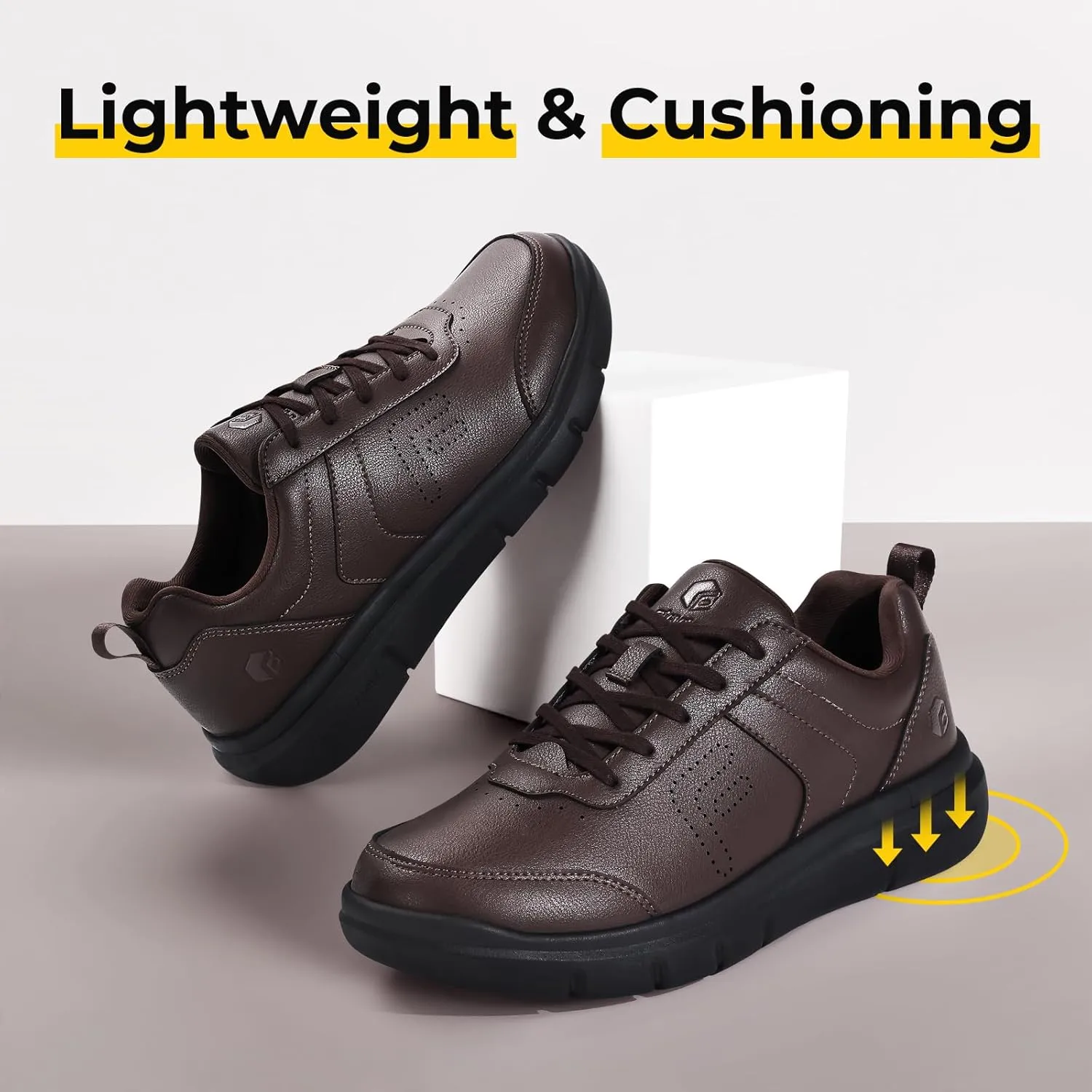 FitVille Extra Wide Men Walking Shoes Wide Dress Sneakers Comfortable Leather Shoes for Men Lightweight Plantar Fasciitis Bunions