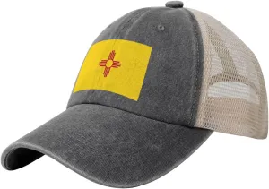 Flag of New Mexico Black Printed Baseball Cap with Breathable mesh Back Brim | Adjustable Buckle