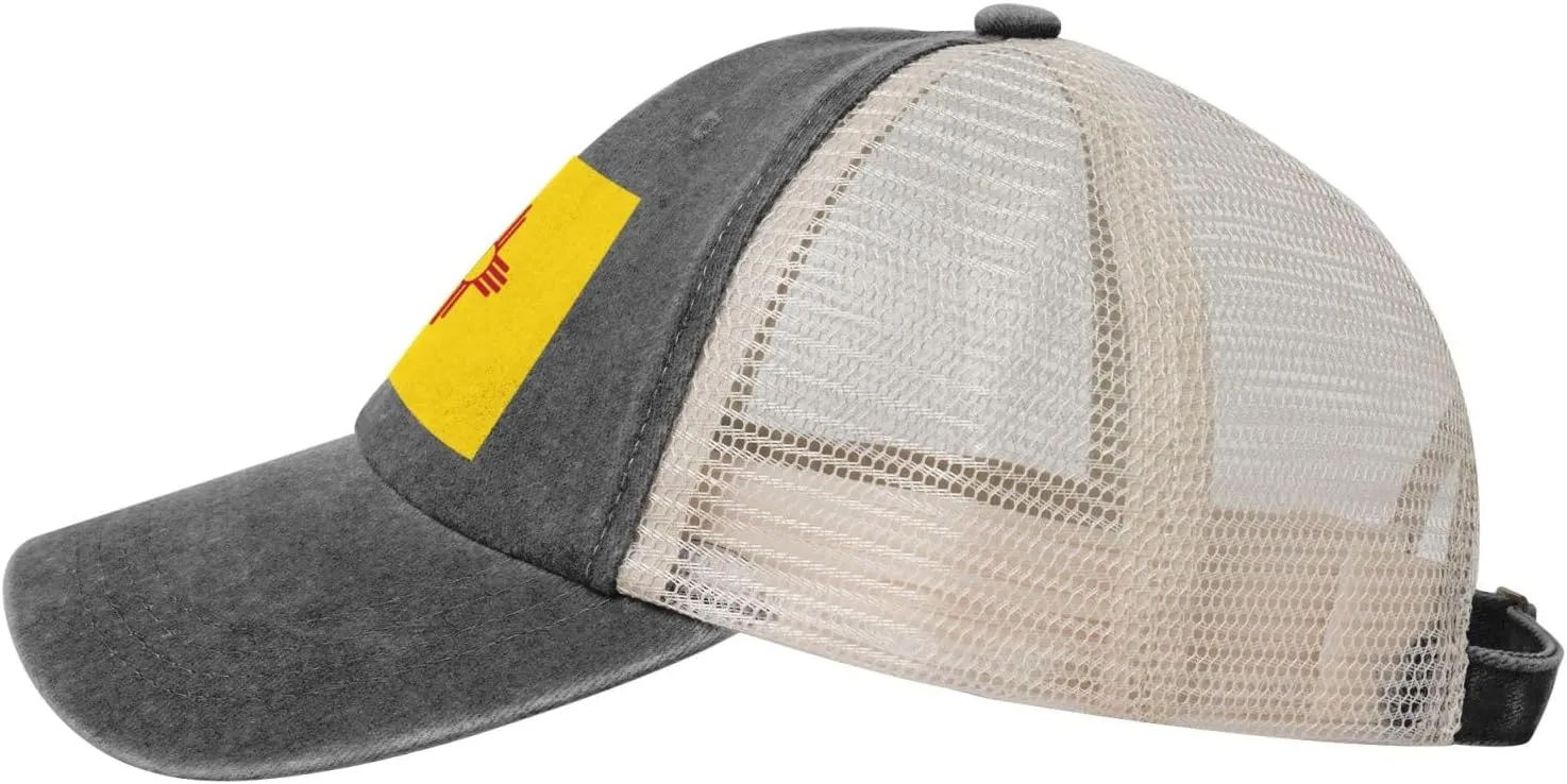 Flag of New Mexico Black Printed Baseball Cap with Breathable mesh Back Brim | Adjustable Buckle