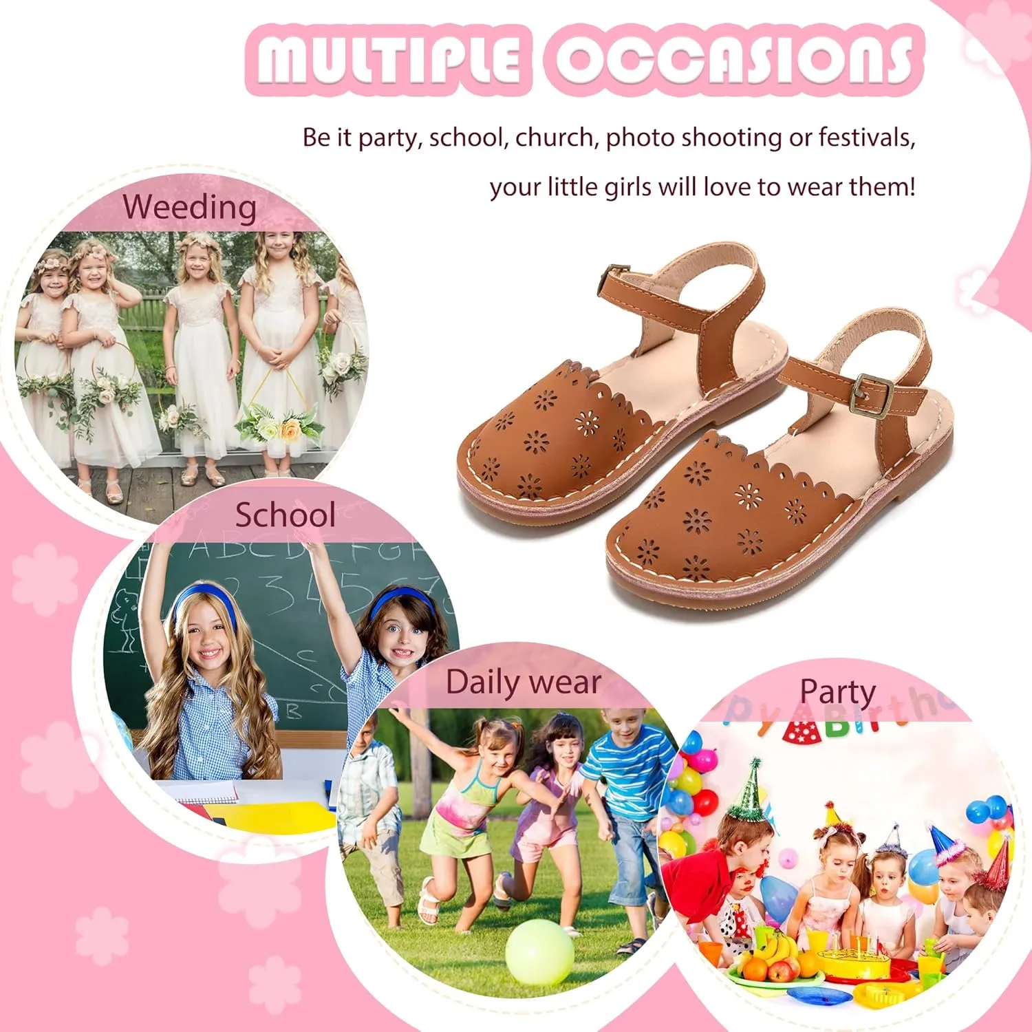 Flaryzone Toddler/Little Kids' Classic Rome Open-Toe Flat Sandals