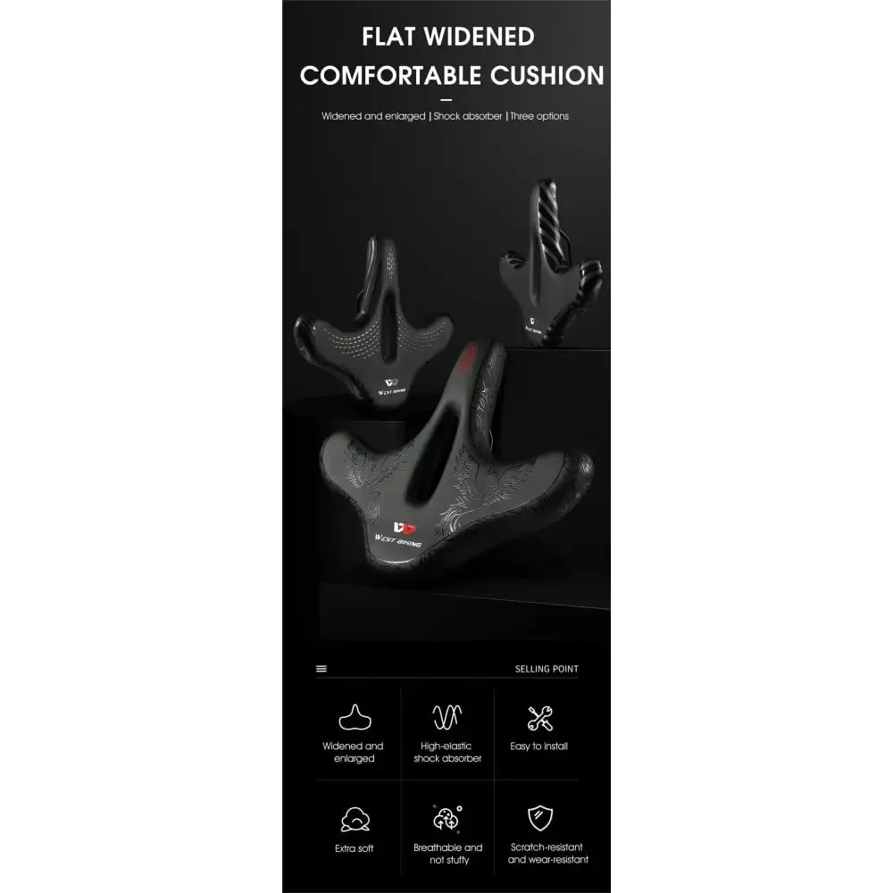 Flat Widen Comfortable Bicycle Saddle