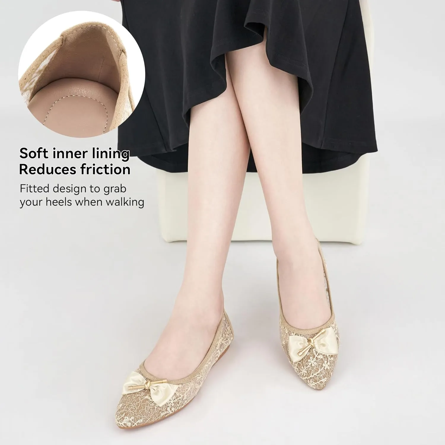 Flats for Women Ballets Shoes: Comfortable Pointed Toe Bowknot Lace Womens Flats Dressy - Fashion Floral Slip On Casual Shoes for Wedding Party Dating