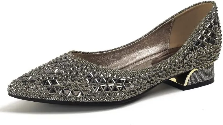 Flats Shoes Women Rhinestone Pointed Head Ballet Flats Comfortable Soft Memory Foam Insole Flat Shoes for Women Comfortable Dress Shoes