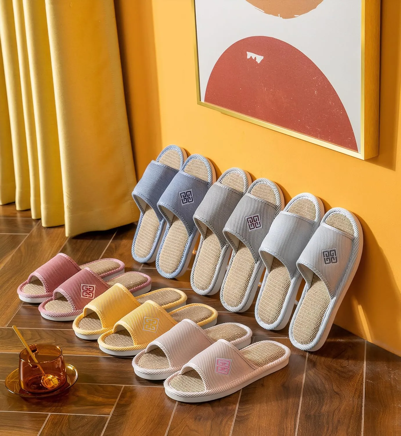 Flax Linen Blend Breathable Solid Color Slippers for Men
