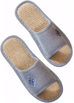 Flax Linen Blend Breathable Solid Color Slippers for Men