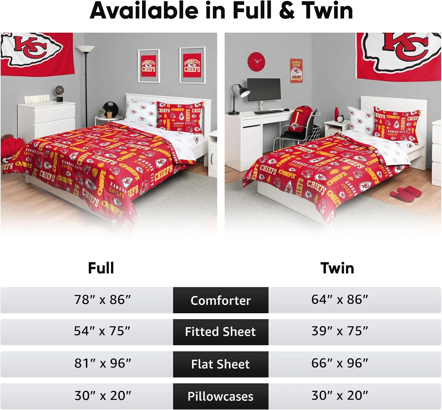 FOCO Unisex-Adult NFL Team Logo Bed in a Bag Comforter, Sheets, Pillow Cases Bedding 5-Piece Set