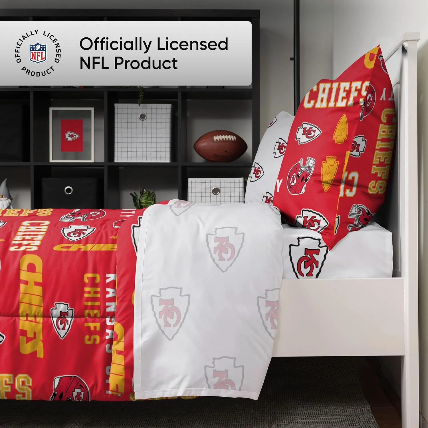 FOCO Unisex-Adult NFL Team Logo Bed in a Bag Comforter, Sheets, Pillow Cases Bedding 5-Piece Set