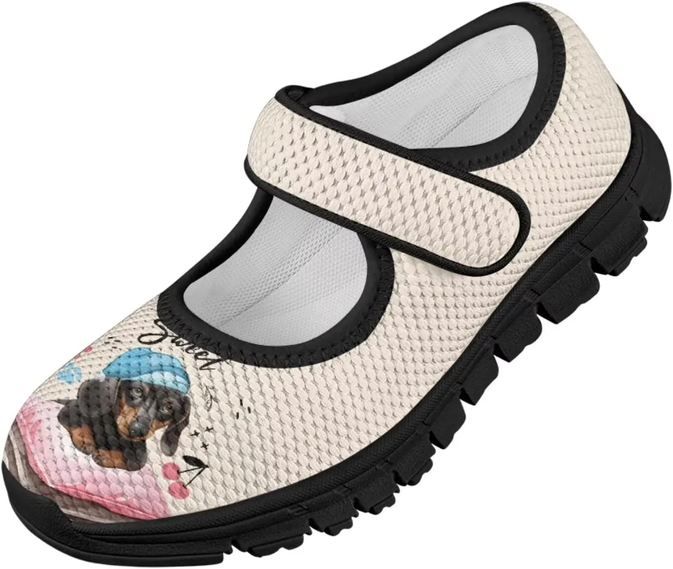 Forchrinse Funny Dachshund Print Girls Mary Jane Flats Comfort Wide Dressy Shoes for Kids/Toddler Sneakers Breathable School Shoes Size 11-2.5