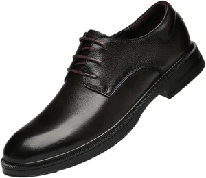 Formal Shoes for Mens Vintage Lace Up Working Brogue Luxury Leather Party Anti-Slip Non Slip Rubber Sole Block Heel Low Top Shoe