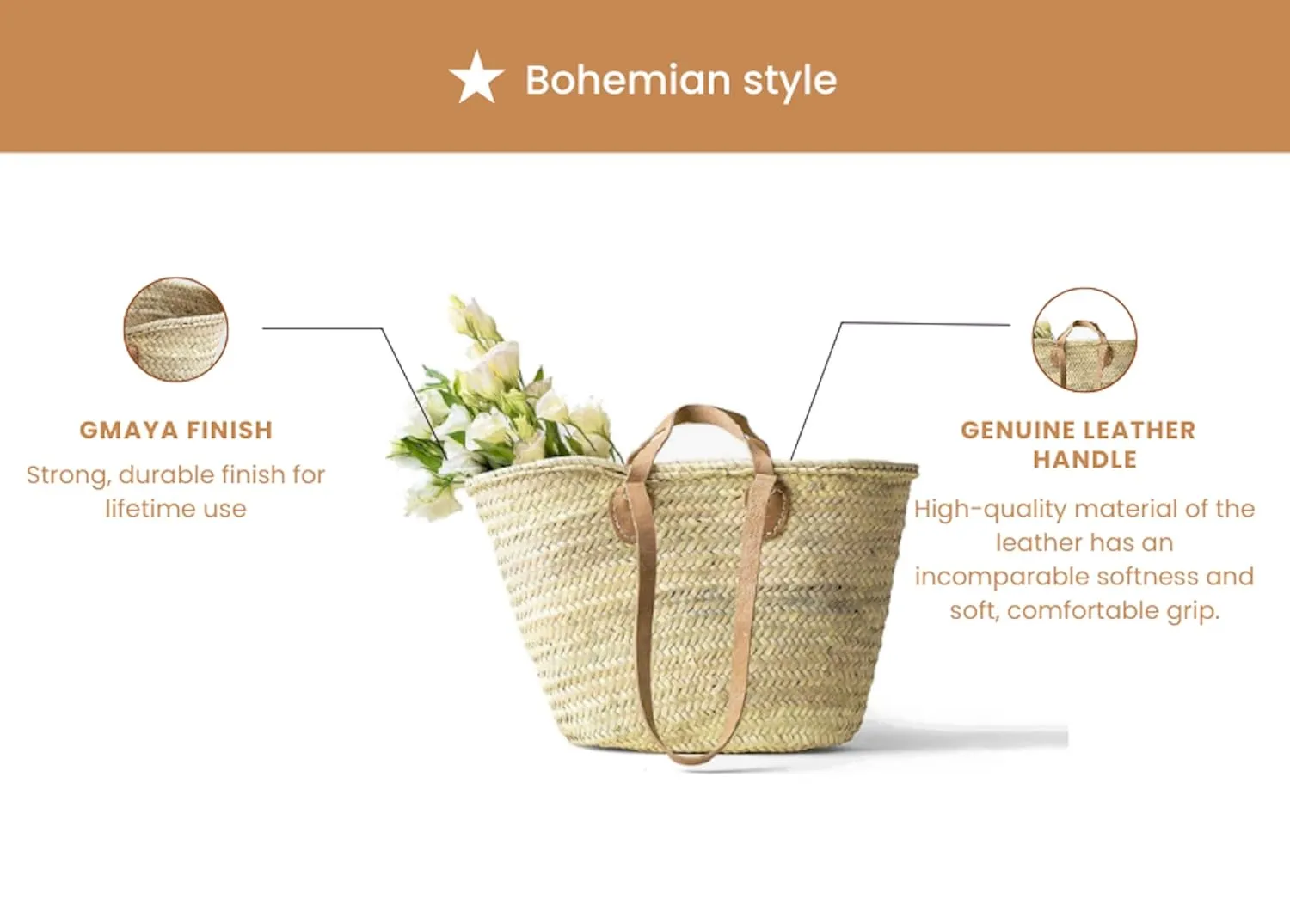 FRENCH BASKET with double flat leather handles, straw bag, beach bag, basket bag, straw basket, shopping basket, wicker basket with handle, wicker basket (X-Large)